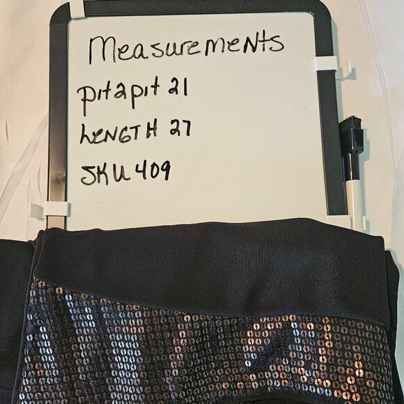 Narciso Rodriguez Tank Top Womens XL Black Gold Sequin Sleeveless Pullover - Picture 8 of 8